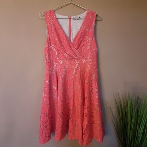 ELIZA J coral lace dress
